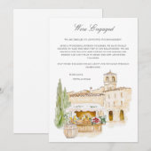 Carte de Faire-part Fiançailles Toscane Watercolor (Devant / Derrière)