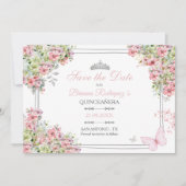 Carte de Faire-Part Floral Blush Rose et Vert (Devant)