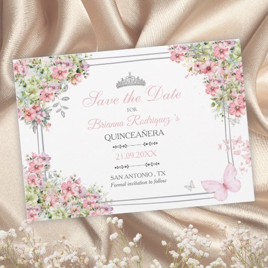 Carte de Faire-Part Floral Blush Rose et Vert