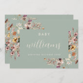 Carte de Faire-part florale moderne (Devant / Derrière)