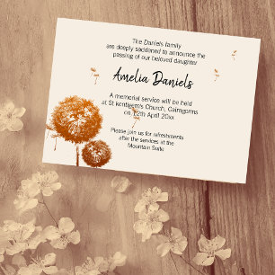 Carte de Faire-part funéraire Dandelion Delicy