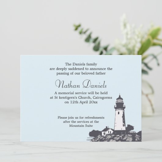 Carte de Faire-part funéraire du phare du Cap (Debout devant)