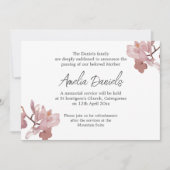 Carte de Faire-part funéraire pour orchidée rose (Devant)