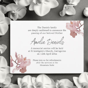 Carte de Faire-part funéraire pour orchidée rose