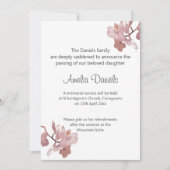 Carte de Faire-part funéraire pour orchidée rose (Devant)