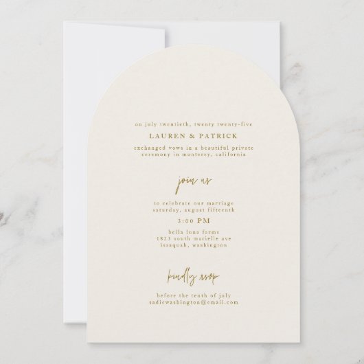 Carte de Faire-part Mariage à inclinaison minimale (Dos)