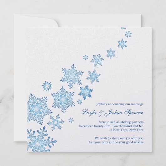 Carte de Faire-part Mariage flottante Snowflakes (Devant)