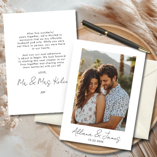 Carte de Faire-part Mariage photo moderne minimali