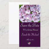 Carte de Faire-part Mariage Purple Hydrangea (Devant / Derrière)