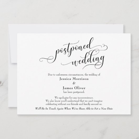 Carte de Faire-part Mariage reportée simple et élé (Devant)