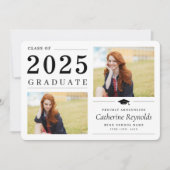 Carte de Faire-part moderne 2 Photo simple Graduat (Devant)