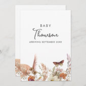 Carte de Faire-part moderne Boho Floral Pregancy (Devant / Derrière)