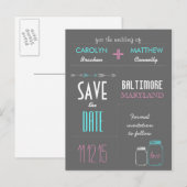 Carte de Faire-Part Moderne Masonjar | Flèches Gri (Devant / Derrière)