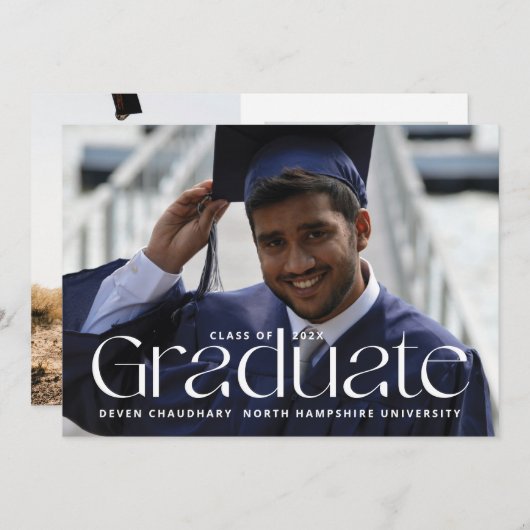 Carte de Faire-part moderne pour les diplômés (Devant / Derrière)