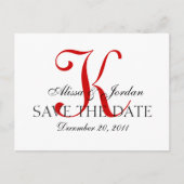 Carte de Faire-part Monogramme Mariage rouge et bl (Devant)