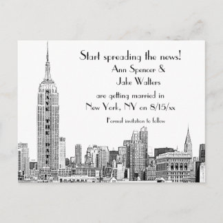 Carte de faire-part NYC Skyline Etched 01B