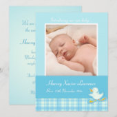 Carte de faire-part photo de nouveau-né - chèque b (Devant / Derrière)