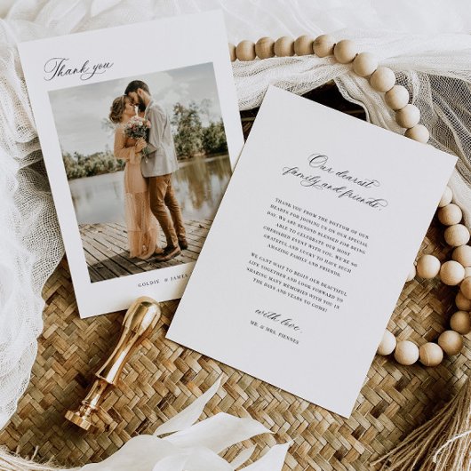 Carte de Faire-part photo Mariage de Merci minimal