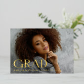 Carte de Faire-part photo moderne Bold Classy Grad (Debout devant)