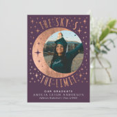 Carte de Faire-part photo rose Gold Moon Graduatio (Debout devant)