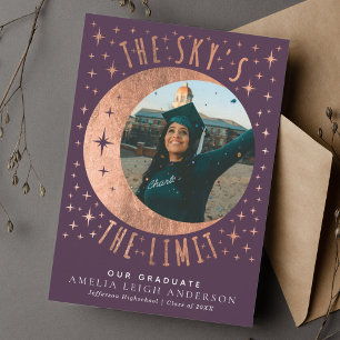 Carte de Faire-part photo rose Gold Moon Graduatio
