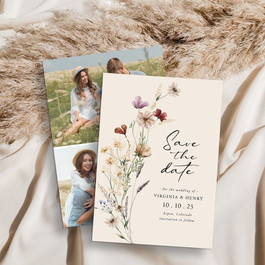 Carte de Faire-Part Plat Photo Boho