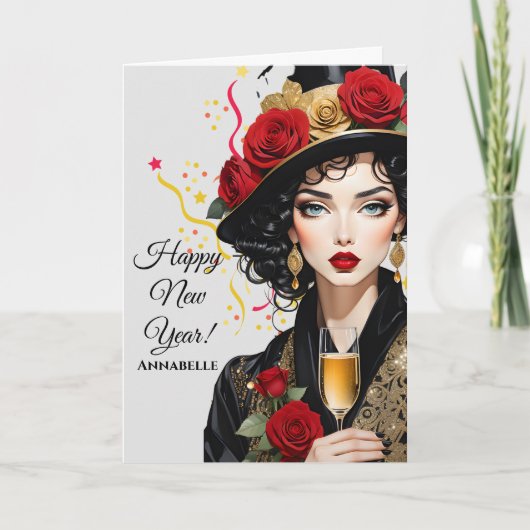 Carte de Faire-part pliée "Bonne année" (Devant)