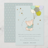 Carte de Faire-part pour bébé à ballons à oreille  (Devant / Derrière)