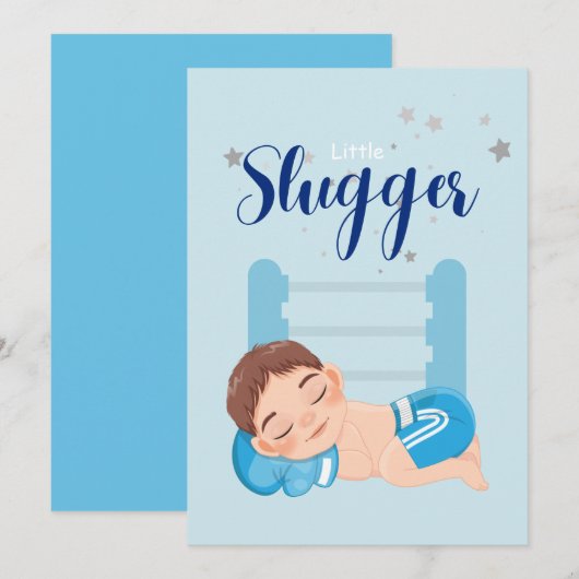 Carte de Faire-part pour bébé petit garçon (Devant / Derrière)