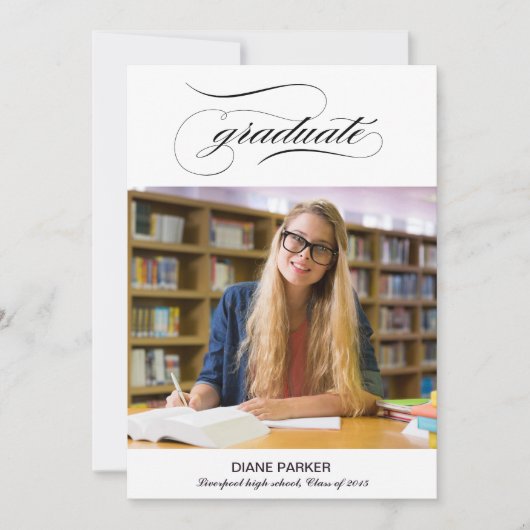 Carte de Faire-part pour diplômés de script photo (Devant)