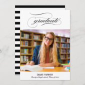 Carte de Faire-part pour diplômés de script photo (Devant / Derrière)