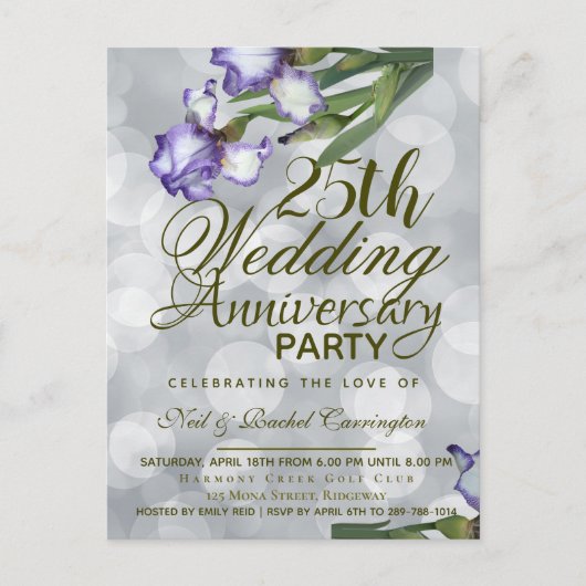 Carte de faire-part pour les 25 ans de mariage (Devant)