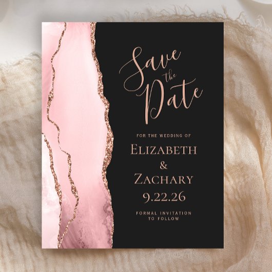 Carte de Faire-Part Rose Gold et Agate Rose Bon Ma
