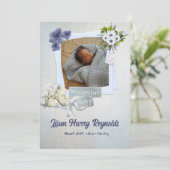Carte de Faire-part turquoise style Shabby (Debout devant)