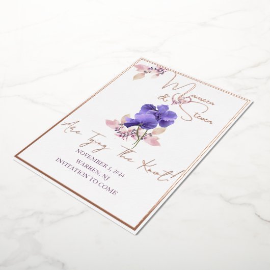 Carte de Faire-Part Violet Fleurs Blanc (Rotation)