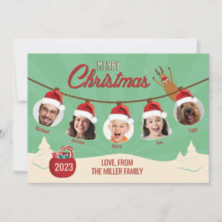 Carte de famille de l'ornement de Noël rétro