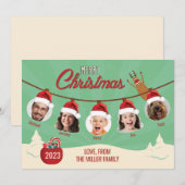 Carte de famille de l'ornement de Noël rétro (Devant / Derrière)