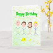 Carte de famille joyeux Anniversaire (Fleur jaune)