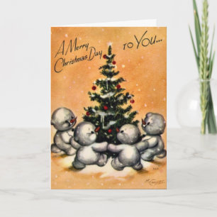 Carte de famille Vintage KRW Snowman - Customisée