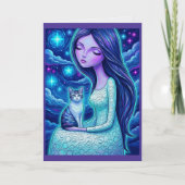 Carte de fantaisie de Noël Vierge de Lune d'Hiver (Devant)