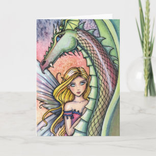 Carte de Fantaisie Fée Dragon aux Yeux Bleus