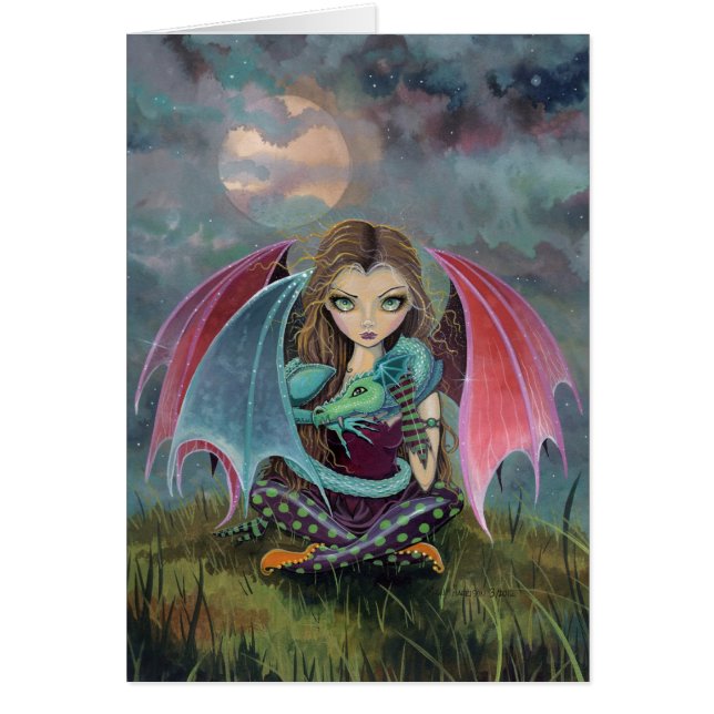 Carte de fantasy d'une petite fée gothique et d'un (Devant)