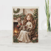 Carte de fantasy féerique de chatte hivernale fant (Devant)