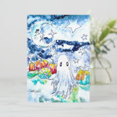 Carte de fantôme d'Halloween mignonne (Debout devant)
