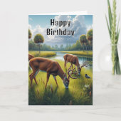 Carte de faune de cerfs d'anniversaire joyeuse (Devant)