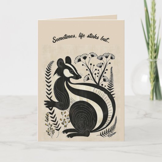 Carte de faune folklorique modifiable de moufette (Devant)