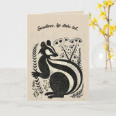 Carte de faune folklorique modifiable de moufette (Fleur jaune)