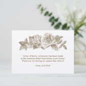 Carte de faveur de croquis de rose en sépia (Debout devant)