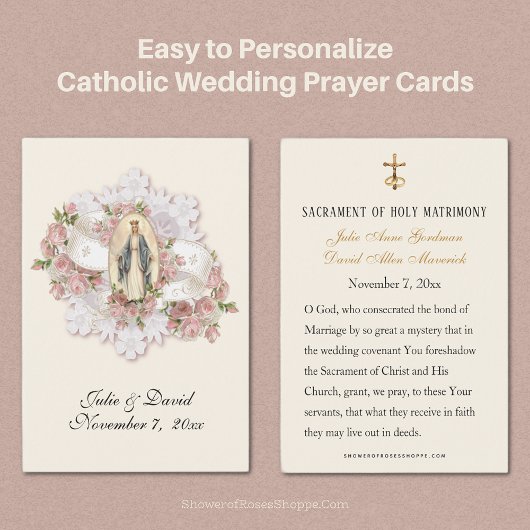 Carte de faveur de mariage catholique de la Vierge
