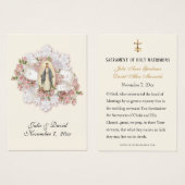 Carte de faveur de mariage catholique de la Vierge (Devant & derrière)